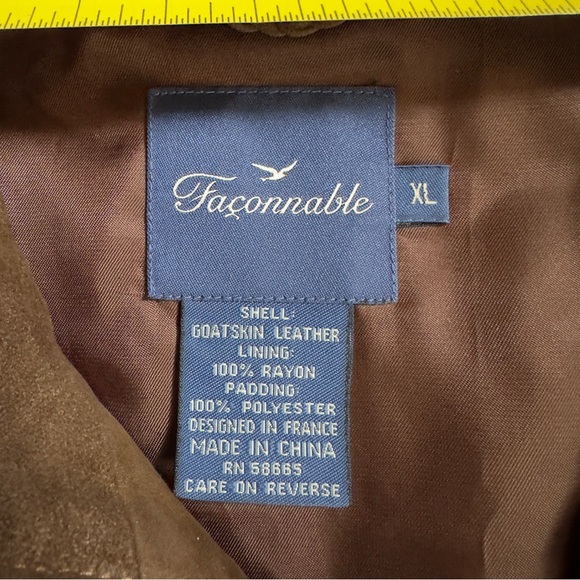 FACONNABLE Quilted Goatskin Suede Brown Vest XL - Picture 2 of 5